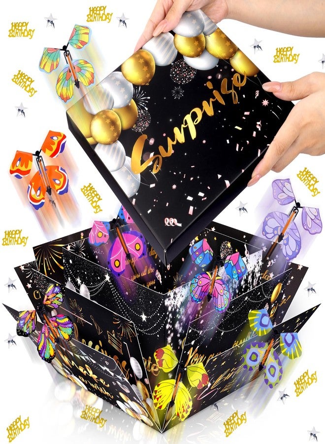 FVNPIHAM Surprise Gift Box Explosion, Birthday Flying Butterfly Explosion Gift Box with 8 Colorful Butterfly Sequins Raffia, Exploding Gifts Boxs for Birthday Gifts Wrapping - Image 1